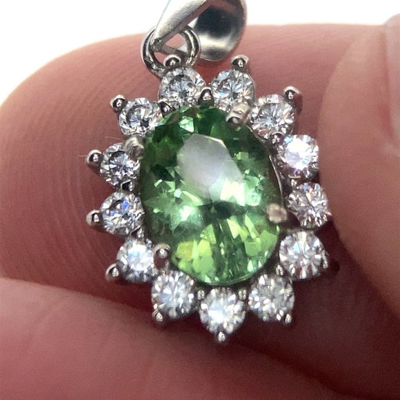 Tsavorite 1.20ct White Gold Finish Solid 925 Sterling Silver Pendant - Picture 1 of 8